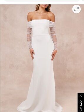 Lulus Wedding Dress Off-the-Shoulder Maxi Dress NWT